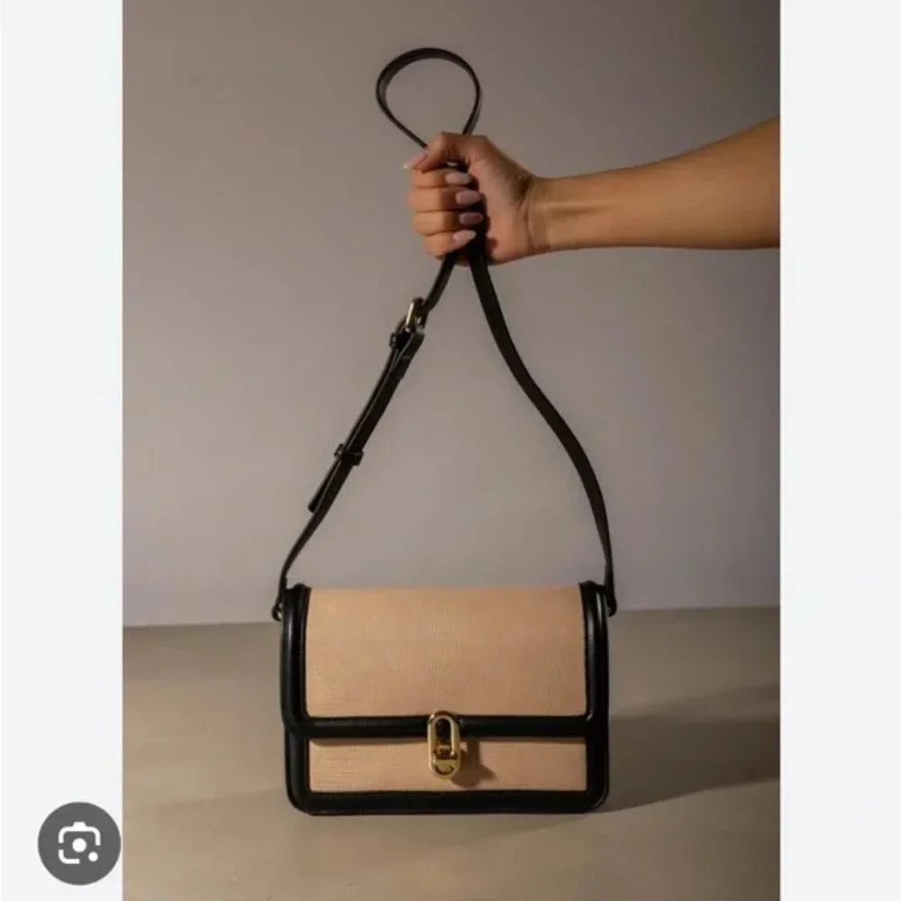 JULES KAE Mia Bag Vegan Leather (Black & Tan/Cream) BRAND-NEW &‎ BEAUTIFUL! - Picture 3 of 9